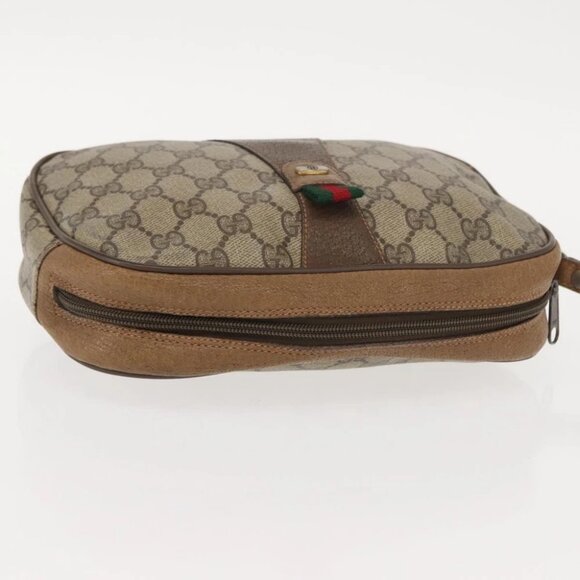 GUCCI GG Supreme Web Sherry Line Bag PVC Beige Brown - Picture 4 of 14